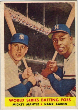1958 Topps #418 World Series Batting Foes/Mickey Mantle/Hank Aaron