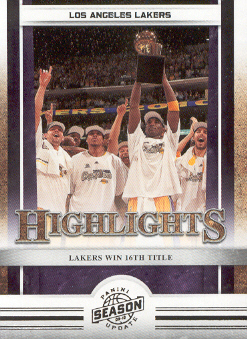 2009-10 Panini Season Update #20 Los Angeles Lakers HL/16th Title/Kobe Bryant/Sasha Vujacic/Derek Fisher/Shannon Brown/Ron Artest/Jordan Farmar/Andrew Bynum