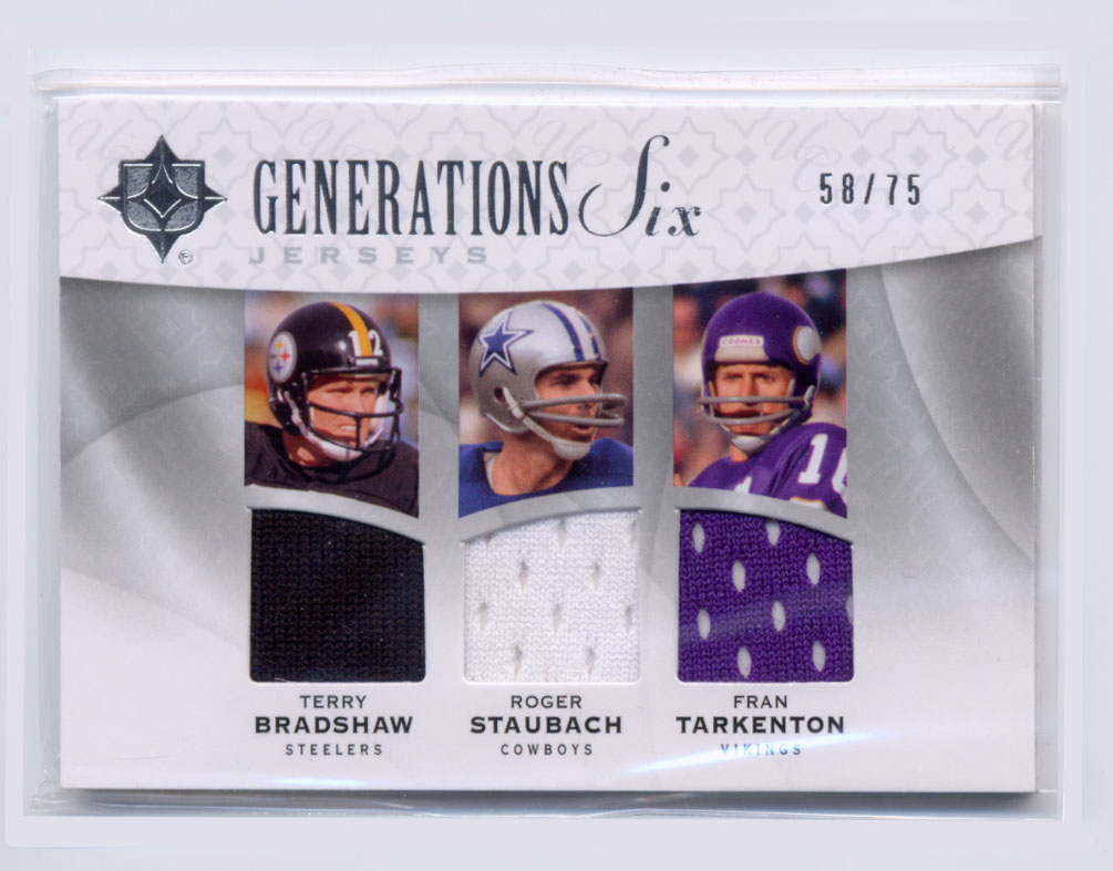 2009 Ultimate Collection Ultimate Generations Six Jerseys #6 Drew Brees/Eli Manning/Fran Tarkenton/Peyton Manning/Roger Staubach/Terry Bradshaw