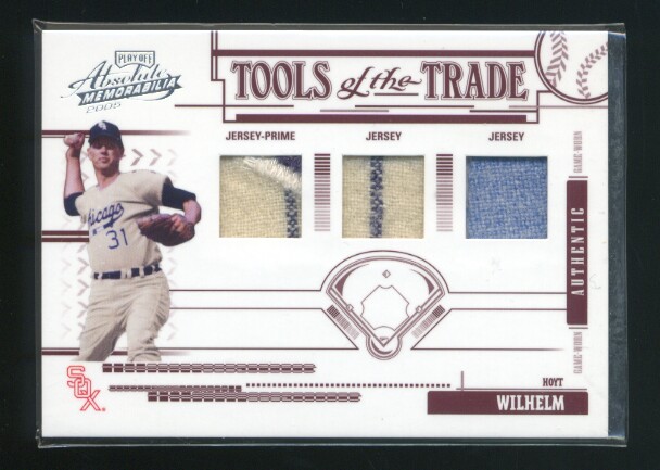 2005 Absolute Memorabilia Tools of the Trade Swatch Triple Prime Red #127 Hoyt Wilhelm J-J-J/75