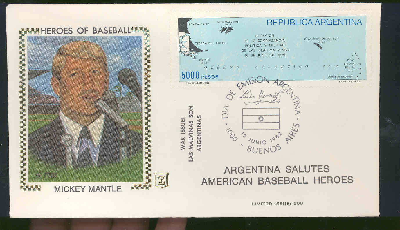 June 12,1982 First Day Cover Mickey Mantle Yankees Heroes Of Baseball