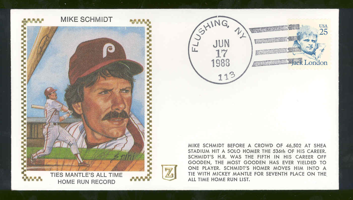 June 17,1988 First Day Cover Mike Schmidt Phillies Ties Mantles Home Run Record