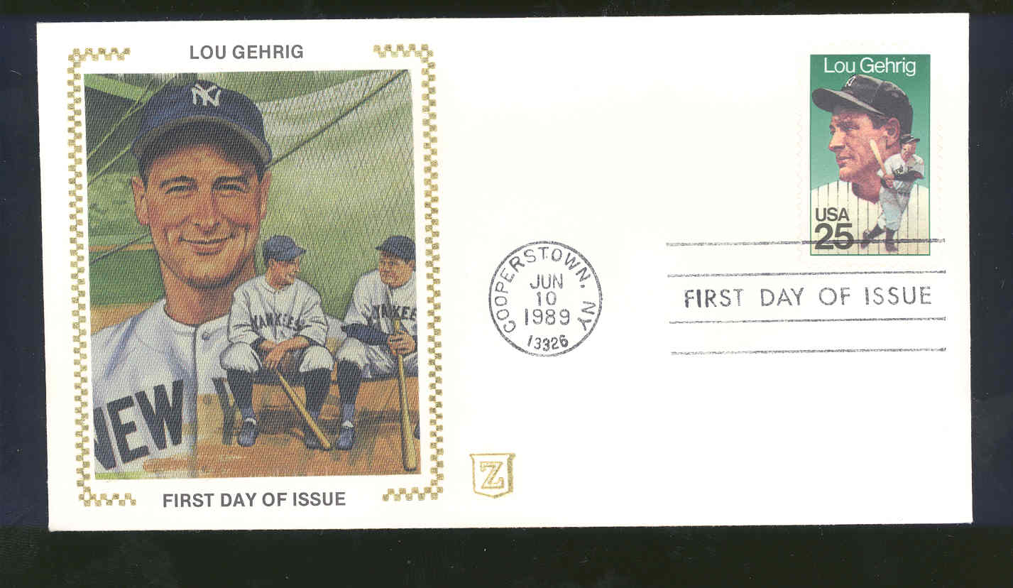 June 10, 1989 First Day Cover Lou Gehrig Yankees Sitting