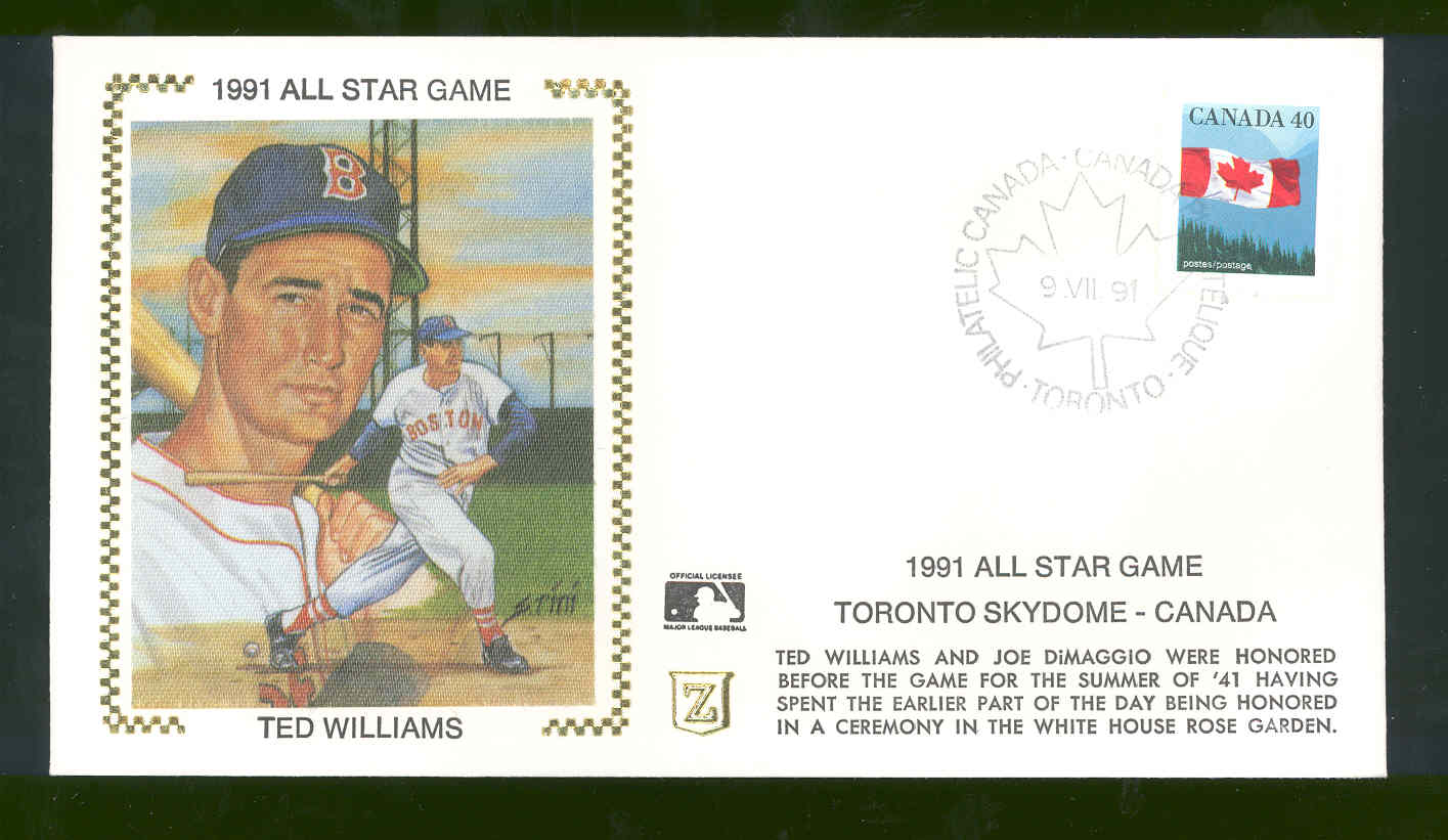 Sept 9,1991 First Day Cover Ted Williams All Star Game