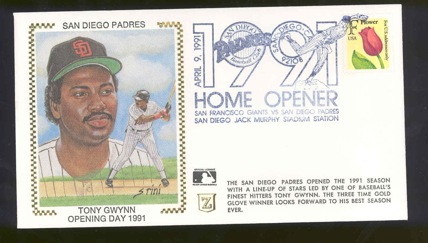 April 9,1991 First Day Cover Tony Gwynn Padres Opening Day 