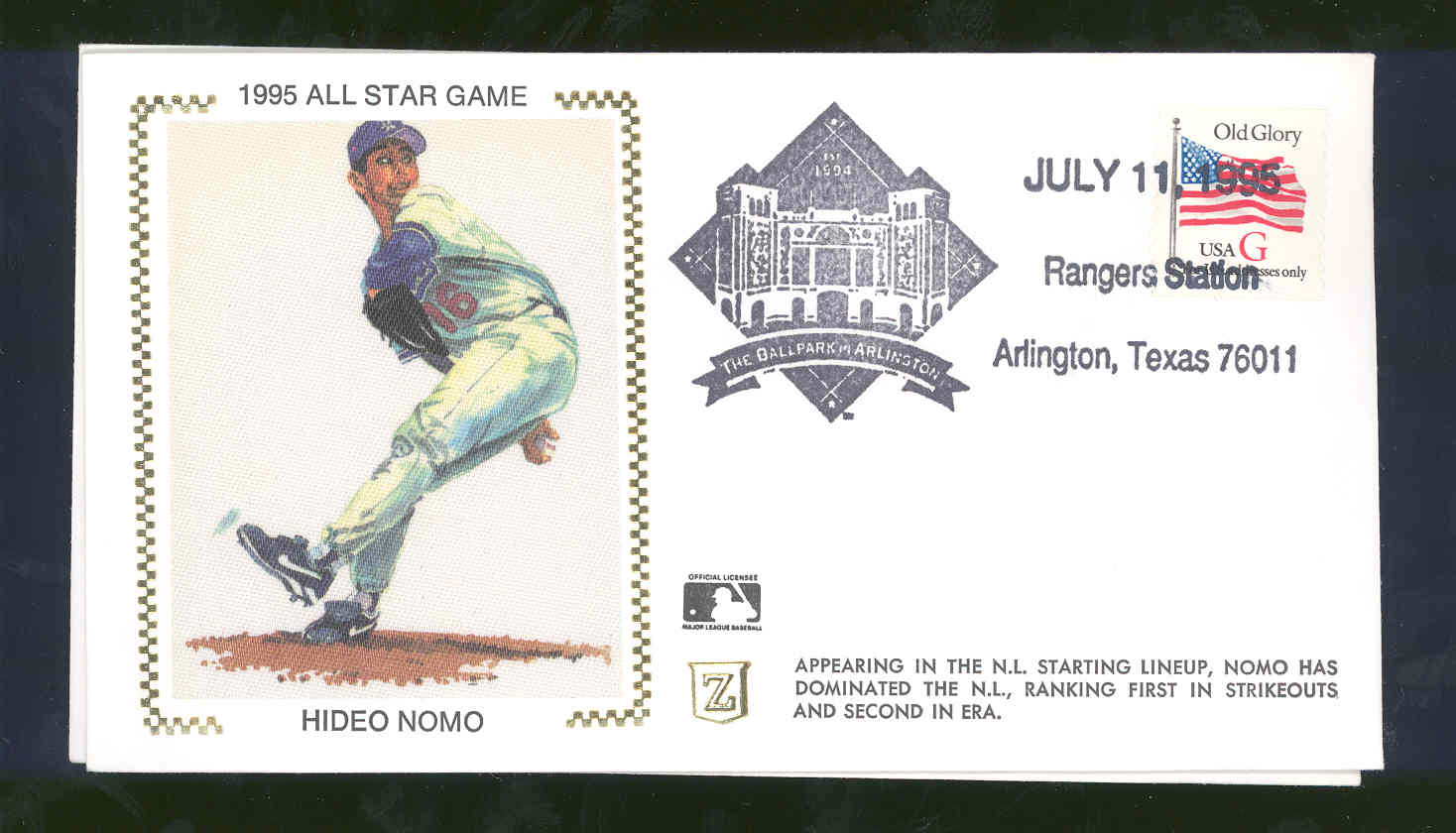 July 11,1995 First Day Cover Hideo Nomo Rangers All Star Game