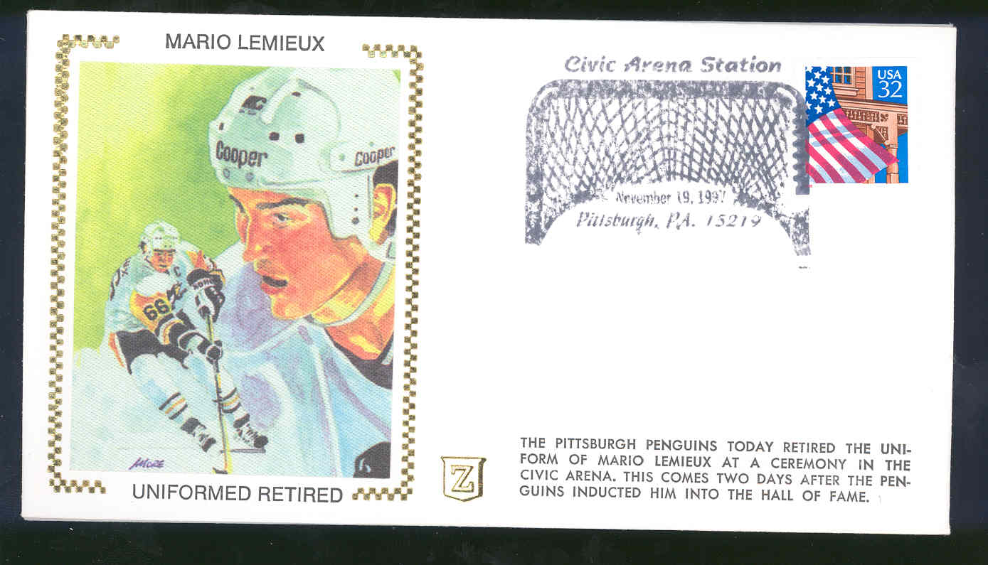 Nov 19,1997 First Day Cover Mario Lemieux Uniformed Retired