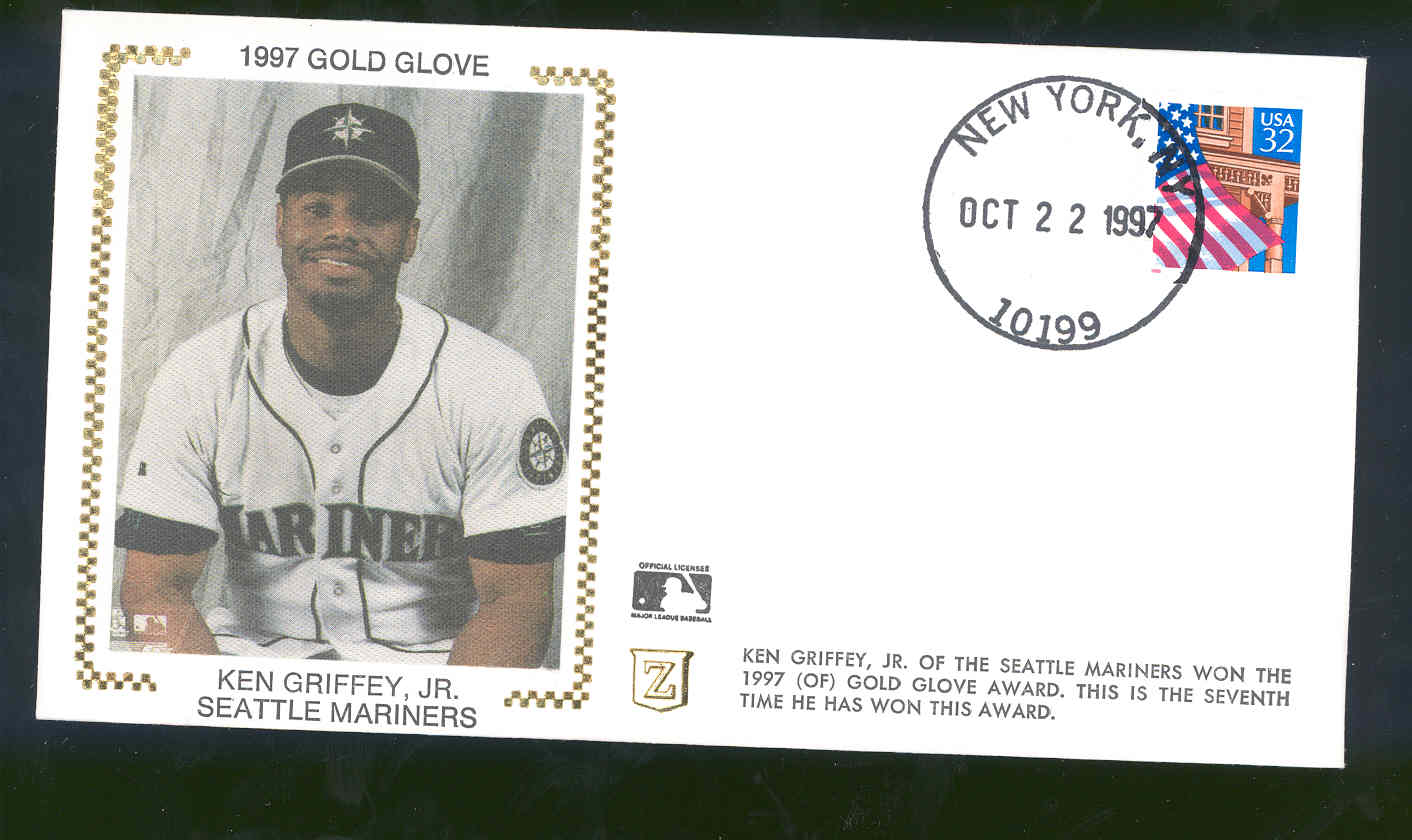 Oct 22,1997 First Day Cover Ken Griffey, JR Seattle Mariners Gold Glove