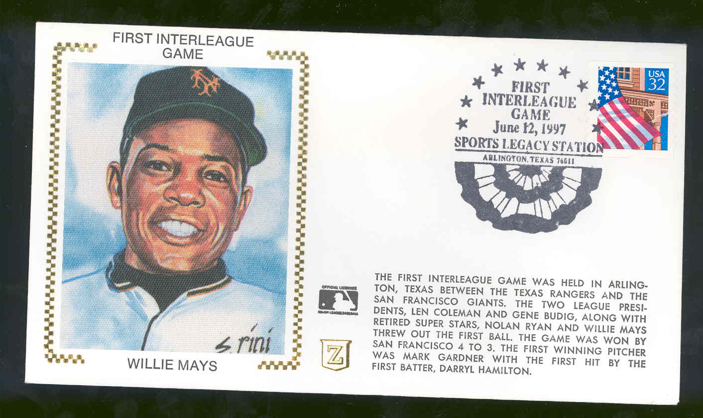June 12,1997 First Day Cover Willie Mays Giants First Interleague Game