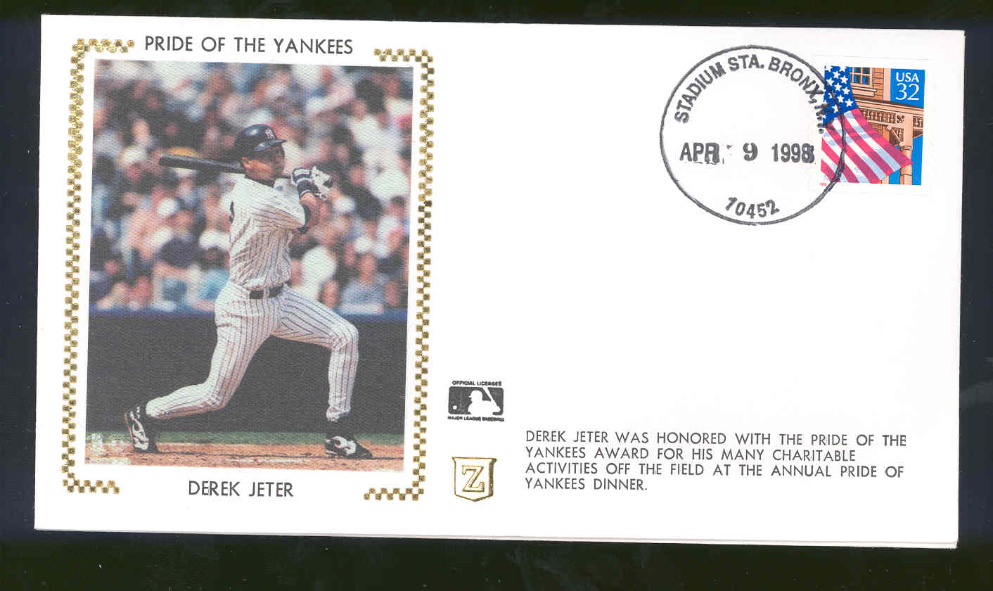 April 9,1998 First Day Cover Derek Jeter Pride Of The Yankees