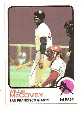 1973 Topps #410 Willie McCovey (w/Johnny Bench behind plate)