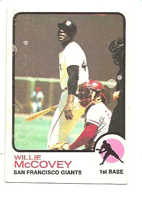1973 Topps #410 Willie McCovey (w/Johnny Bench behind plate)