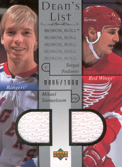 2001-02 Upper Deck Honor Roll #95 Mikael Samuelsson RC/Sergei Fedorov JSY