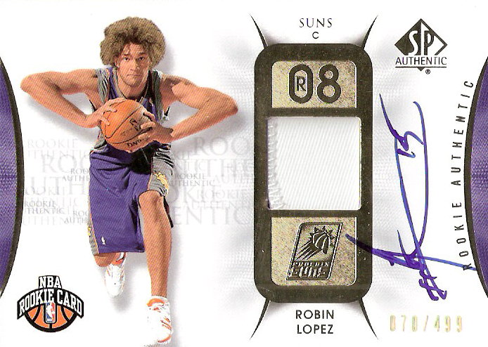 2008-09 SP Authentic #125 Robin Lopez JSY AU/499 RC