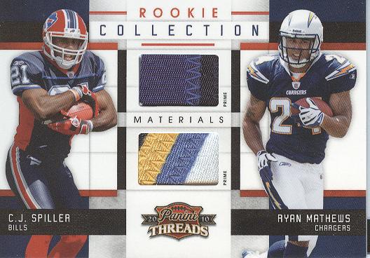 2010 Panini Threads Rookie Collection Materials Combo Prime #14 C.J. Spiller/Ryan Mathews