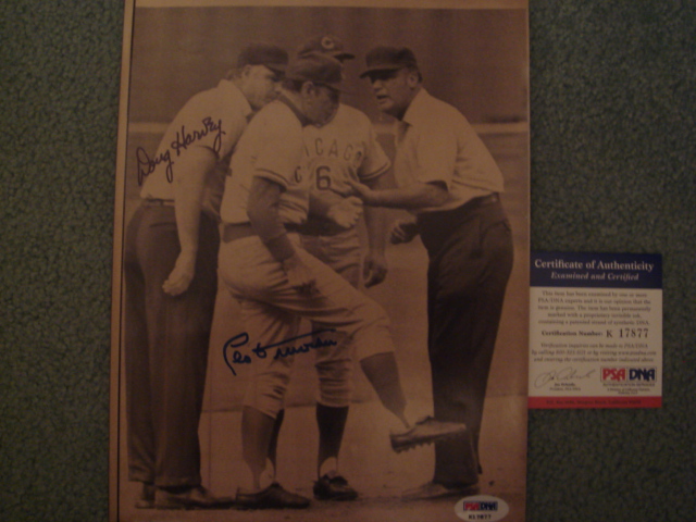 Doug Harvey / Leo Durocher Autographed 8 X 10 Picture with PSA COA
