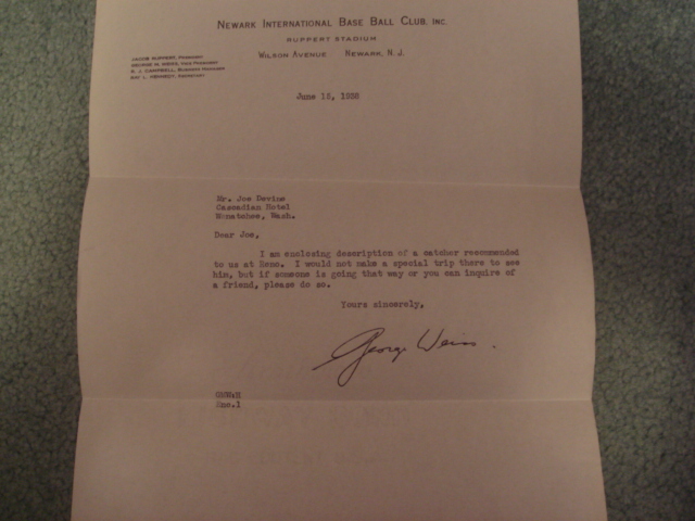 George Weiss Autographed Letter With COA