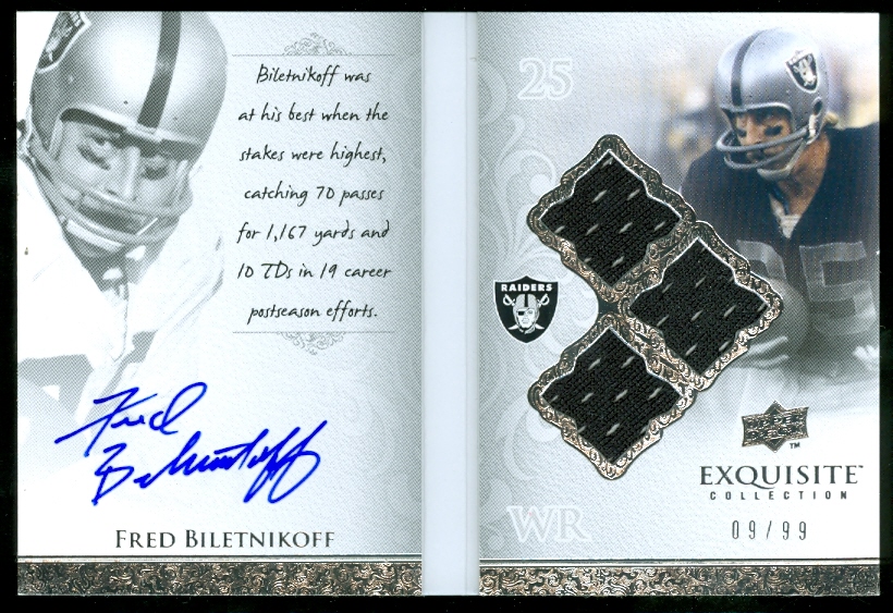 2009 Exquisite Collection Autobiography Jersey Signatures #FB Fred Biletnikoff/99