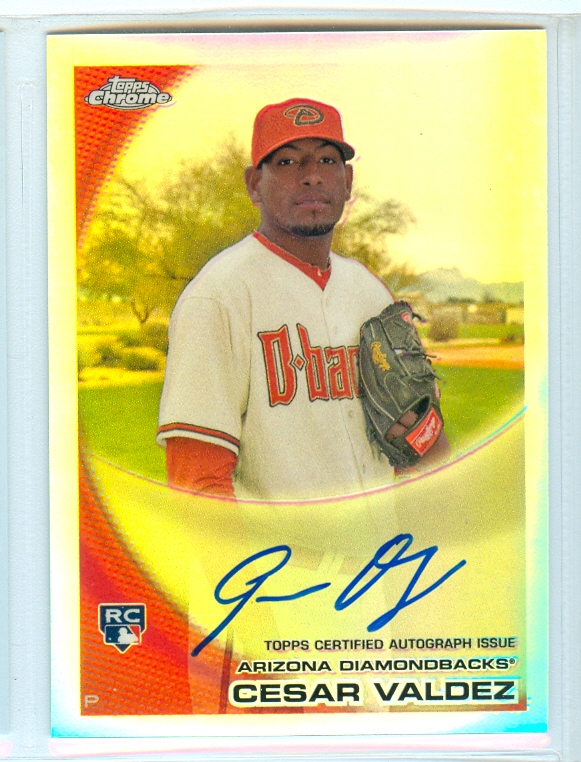 2010 Topps Chrome Rookie Autographs Refractors #194 Cesar Valdez