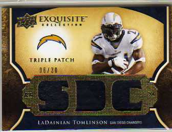 2009 Exquisite Collection Single Player Triple Patch #3PTO LaDainian Tomlinson