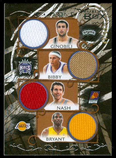 2006-07 Topps Luxury Box Relics Quad Bronze #4 Manu Ginobili/Mike Bibby/Steve Nash/Kobe Bryant