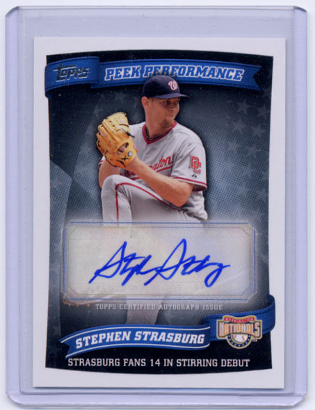 2010 Topps Update Peek Performance Autographs #SS Stephen Strasburg A