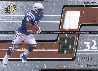 2001 SPx Winning Materials #WMEJ1 Edgerrin James/300