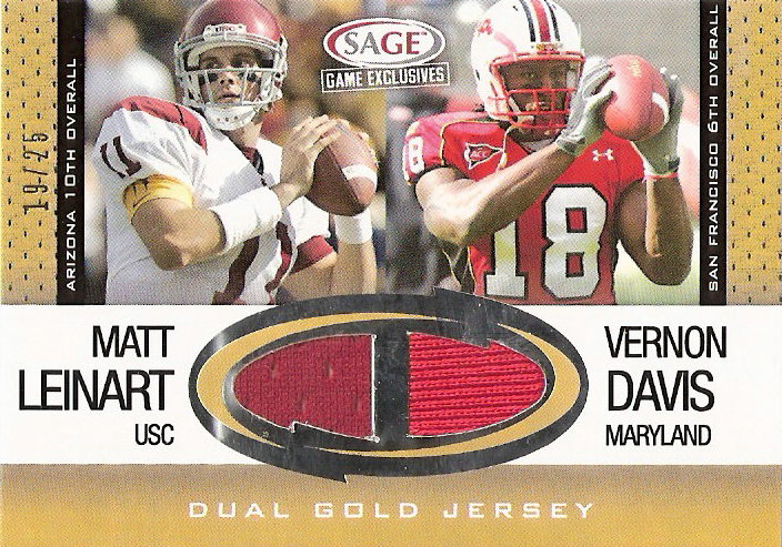 2006 SAGE Game Exclusive Oversized Jersey Combos Gold #CS7 Vernon Davis/Matt Leinart