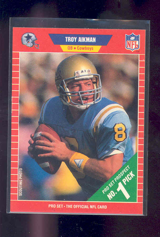 1989 Pro Set #490 Troy Aikman rc Rookie Cowboys NM-MT (01)