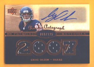 2007 Upper Deck Premier Rookie Autographed Materials Bronze #143 Greg Olsen