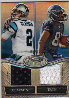 2010 Bowman Sterling Dual Jersey Box Topper Blue Refractors #CT Jimmy Clausen/Golden Tate