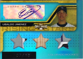 2008 Topps Triple Threads Sapphire #178b Ubaldo Jimenez Jsy AU
