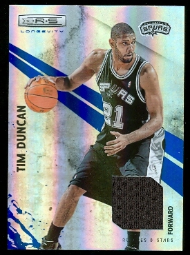 2010-11 Rookies and Stars Longevity Materials Sapphire #64 Tim Duncan