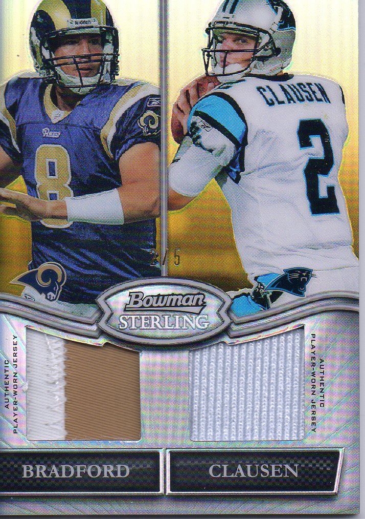 2010 Bowman Sterling Dual Jersey Box Topper Gold Refractors #BC Sam Bradford/Jimmy Clausen