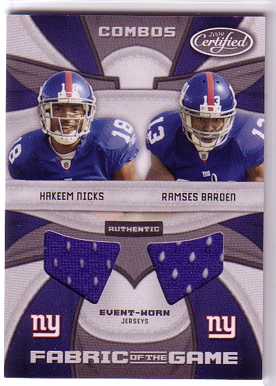 2009 Certified Rookie Fabric of the Game Combos #12 Hakeem Nicks/Ramses Barden