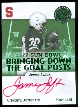 2008 Press Pass Legends Bowl Edition Bringing Down the Goal Posts Autographs Emerald #JL James Lofton/50