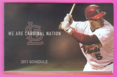 2011 St. Louis Cardinals Baseball World Series Champions Pocket Schedule (Albert Pujols Cover)