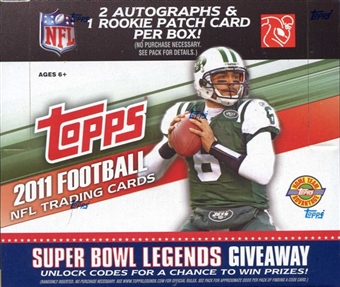 2011 Topps Football Factory Sealed HTA JUMBO Hobby Box - 2 AUTOGRAPHS ( Possible Joe Namath Aaron Rodgers Mark Sanchez Cam Newton ) & 1 Relic Per JUMBO Box + A Pack Of Sleeves - In Stock Now 