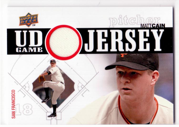 2010 Upper Deck UD Game Jersey #CA Matt Cain