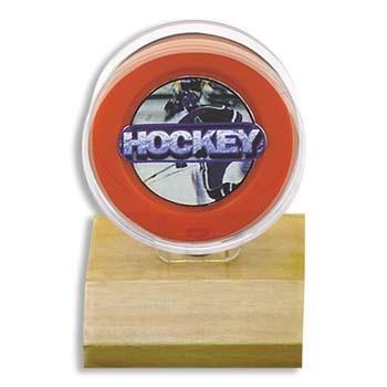 Lot of 10 - Ultra Pro Wood Base Hockey Puck Holder (Light Wood)