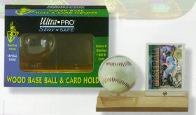 CASE OF 36 : Ultra Pro Wood Base Baseball & and Card Holder (Dark Wood)