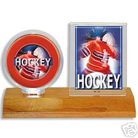 Ultra Pro Wood Base Hockey Puck & and Card Display Holder (Light Wood)