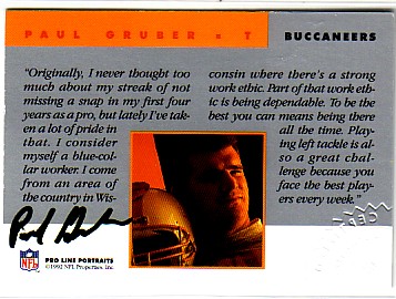 1992 Pro Line Portraits Autographs #58 Paul Gruber