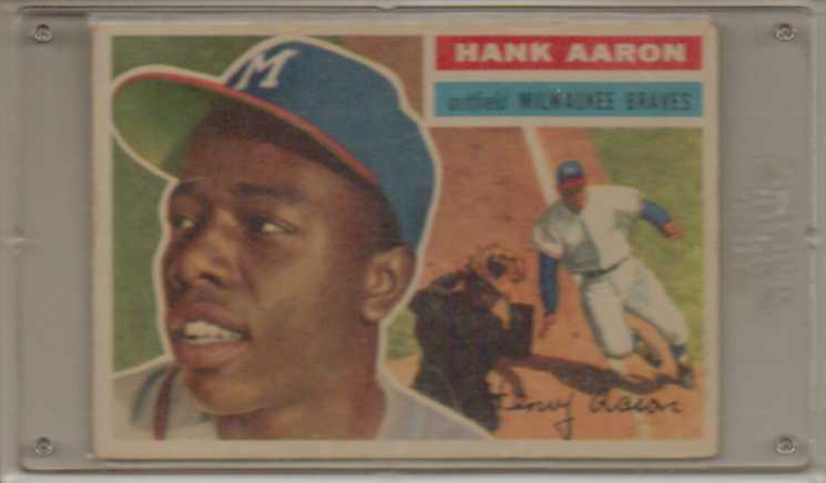 1956 Topps #31 Hank Aaron UER DP (Small photo is Willie Mays)