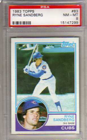 1983 Topps #83 Ryne Sandberg RC Graded PSA Nm-Mt 8