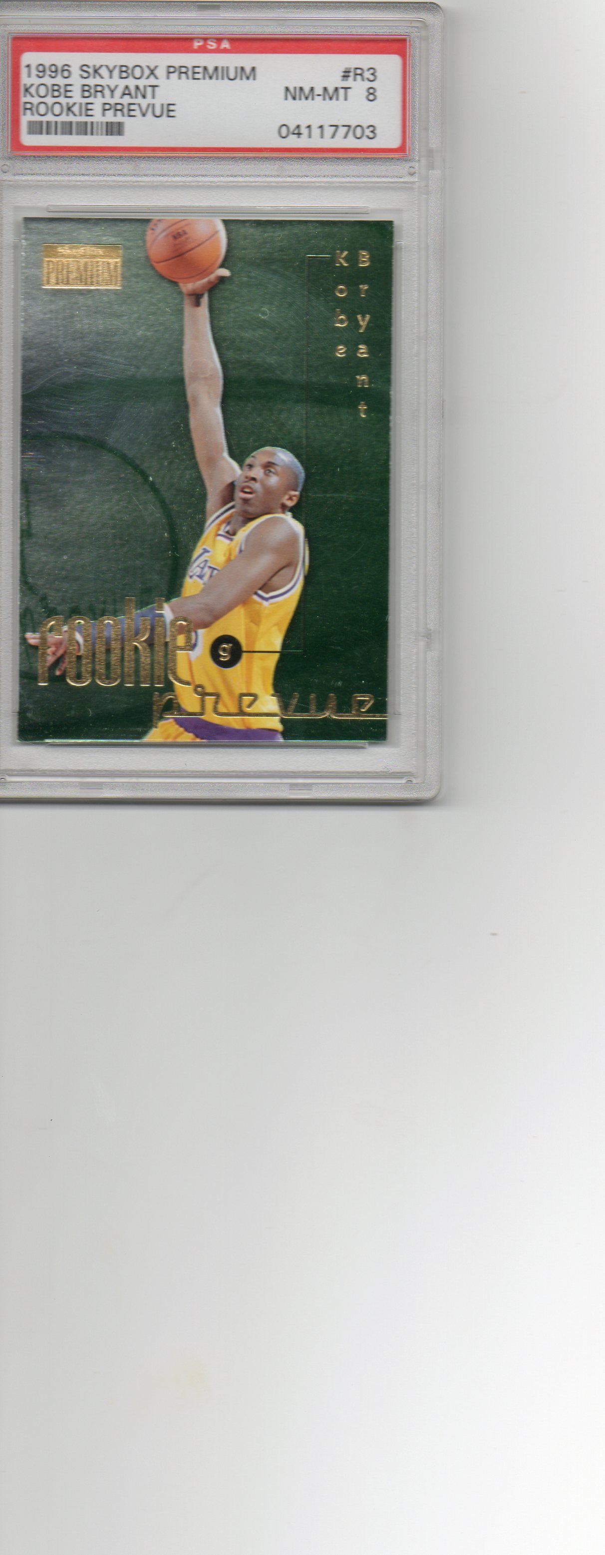 1996-97 Skybox Premium Rookie Prevue #R3 Kobe Bryant PSA Graded 8 NM-MT