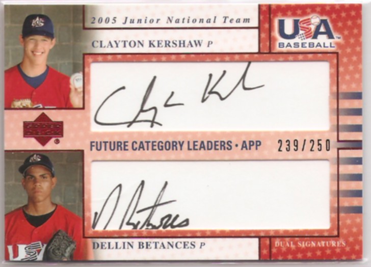 2005-06 USA Baseball Junior National Team Future Category Leaders Dual Signatures Black #10 Clayton Kershaw/Dellin Betances