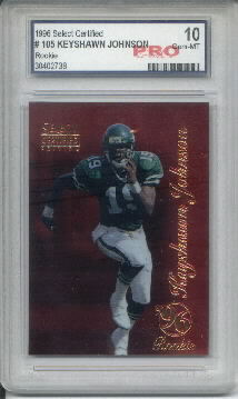 1996 Select Certified Red #105 Keyshawn Johnson Parallel RC Graded Gem Mint 10