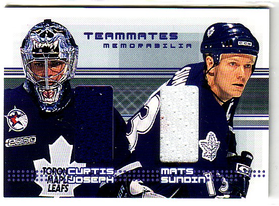 2000-01 BAP Memorabilia Update Teammates #TM24 Curtis Joseph/Mats Sundin