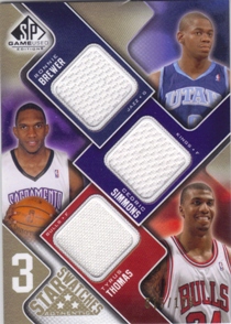 2009-10 SP Game Used 3 Star Swatches 125 #3STBS Tyrus Thomas/Ronnie Brewer/Cedric Simmons